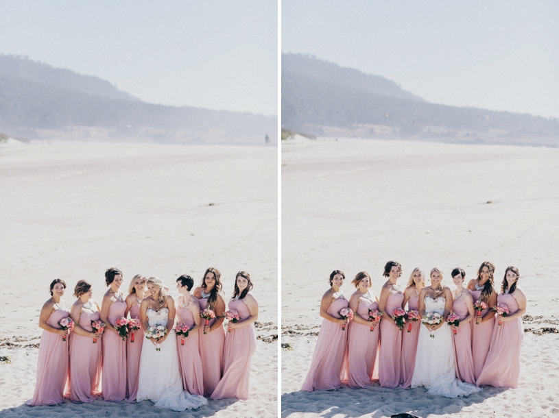 floor length gowns at a beach wedding in carmel by heather elizabeth photographer