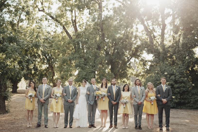grey and yellow bridal party outfits by heather elizabeth photography