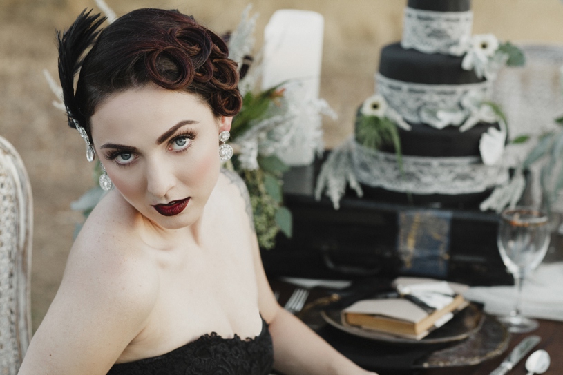 gothic bridal makeup and hair fall inspiration by heather elizabeth photography