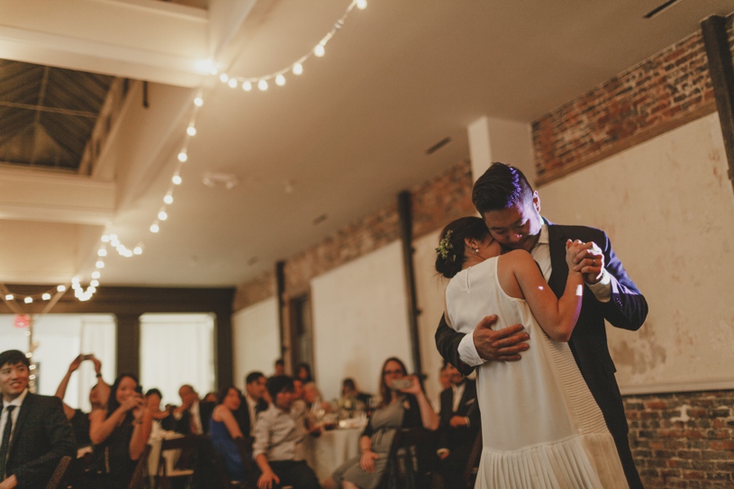 romantic first dance between bride and groom by heather elizabeth photography at firehouse 8 in san francisco