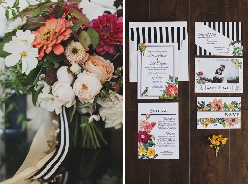 classic art deco stripe wedding stationary at the citizen hotel by heather elizabeth photography