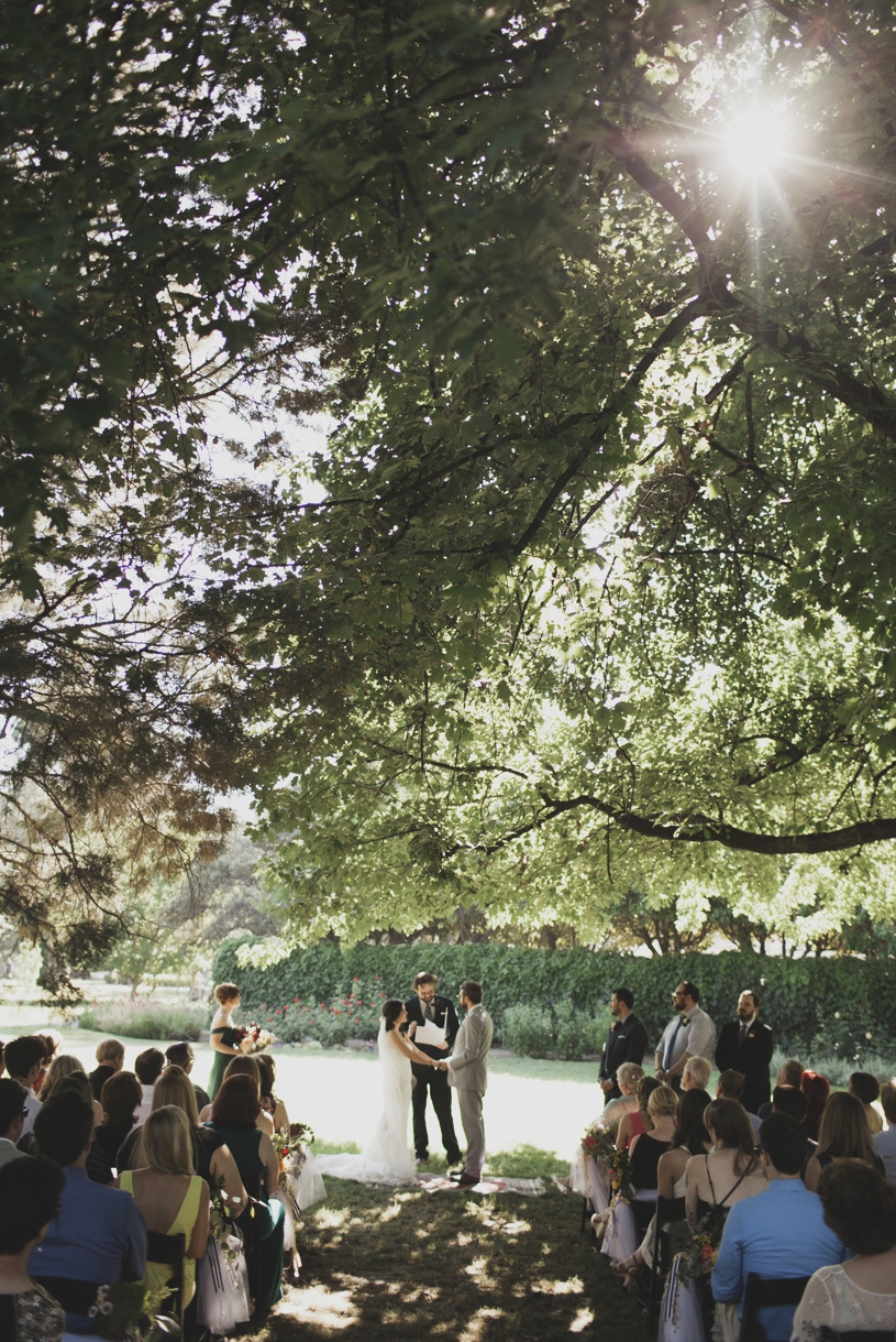 intimate hip bohemian wedding ceremony in sacramento california by heather elizabeth photography
