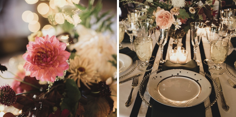black and white chic stripe wedding at the antique maison privee by heather elizabeth photography
