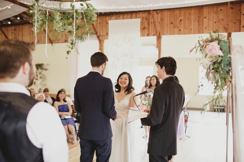 wedding ceremony at the Williams Barn in San Carlos by Heather Elizabeth Photography