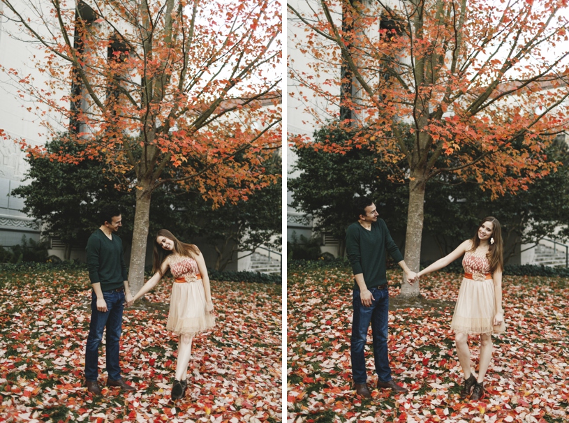 Fall leaves engagement session at UC berkley by heather elizabeth photography