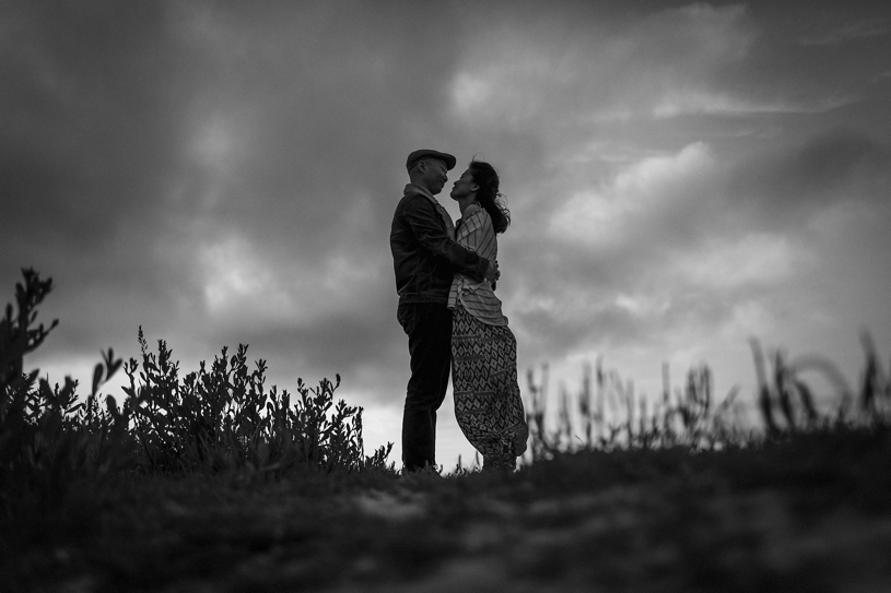 fine art cinematic engagement session in point reyes at sunset by heather elizabeth photography