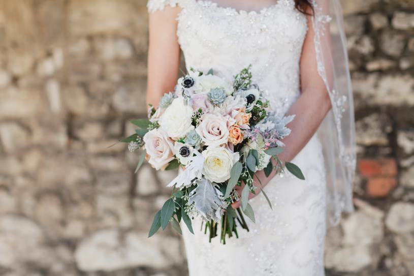 beach palette wedding bouquet for a carmel wedding by top photographer Heather Elizabeth 