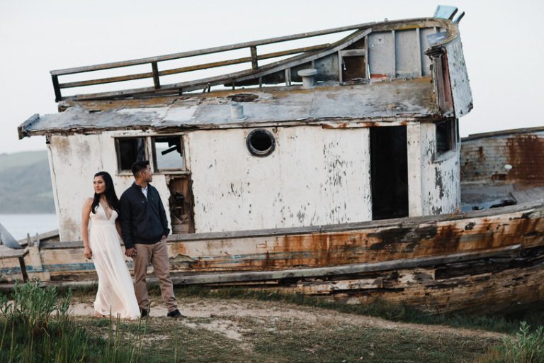 Tien + TuHai Point Reyes Engagement photos with dog friends