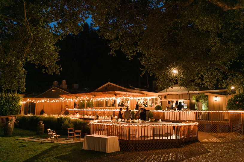 Night time wedding reception at the Mountain Terrace in Woodside California